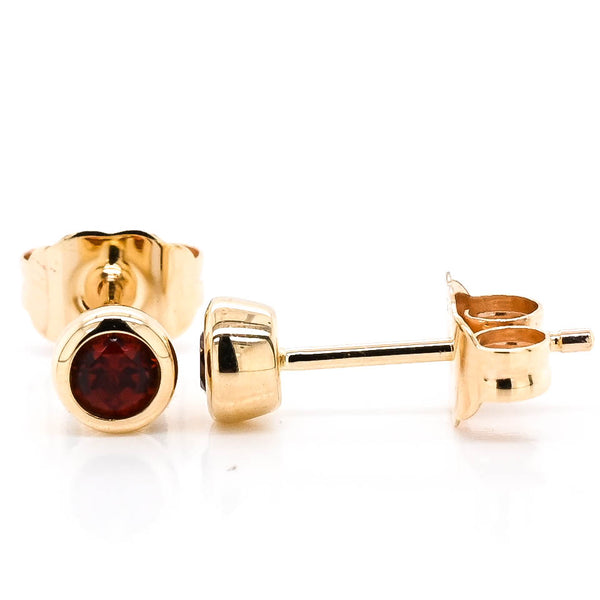 graziella 10KT Yellow Gold 0.50CT Garnet Bezel Set Stud Earrings