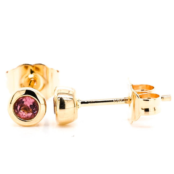graziella 10KT Yellow Gold 0.50CT Pink Topaz Bezel Set Stud Earrings