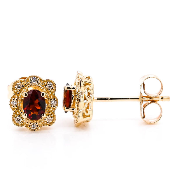 graziella 10KT Yellow Gold 0.50CTW Garnet and Diamond Earrings