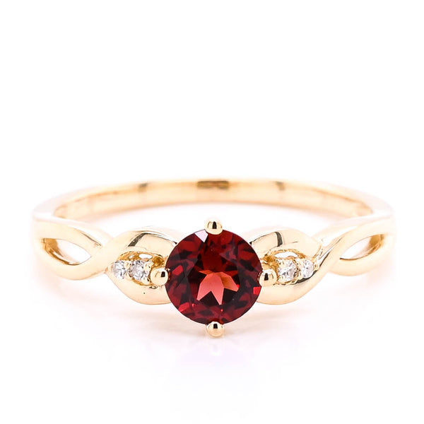 graziella 10KT Yellow Gold 0.55CTW Garnet & Diamond Ring