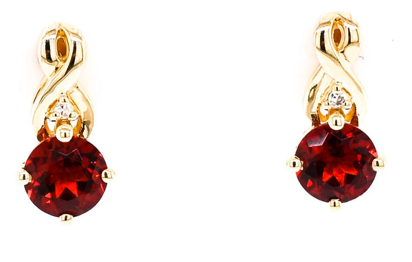 graziella 10KT Yellow Gold 1.20CTW Garnet and Diamond Earrings