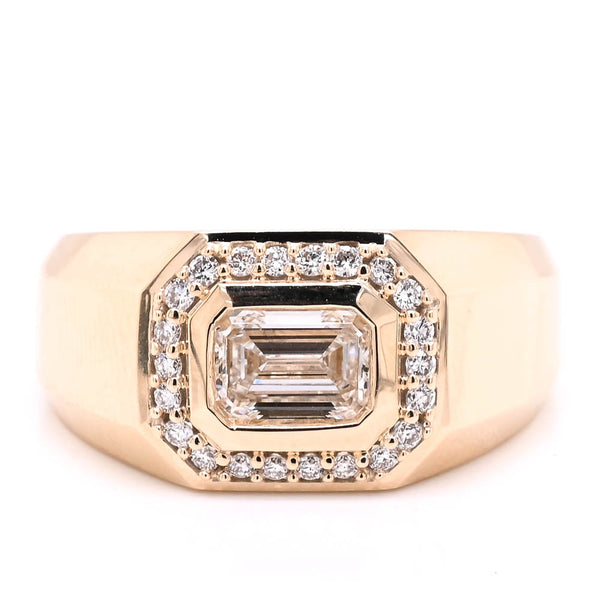 graziella 10KT Yellow Gold 1.25CTW Emerald Shape Lab Grown Diamond Mens Ring