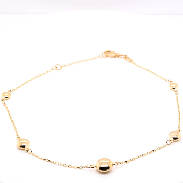 graziella 10KT Yellow Gold 10" Oval Bead Chain Anklet