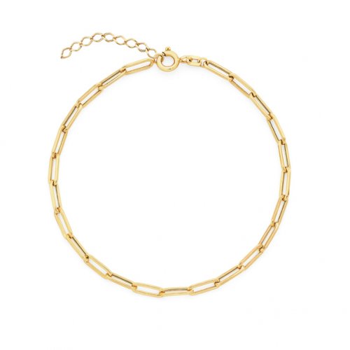 graziella 10KT Yellow Gold 10" Paperclip Chain Anklet