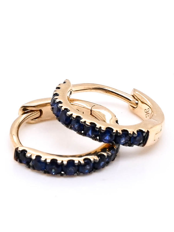 graziella 10KT Yellow Gold 10mm 0.25CT Blue Sapphire Huggie Earrings