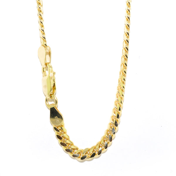 graziella 10KT Yellow Gold 12" 3.3mm Cuban Link Anklet