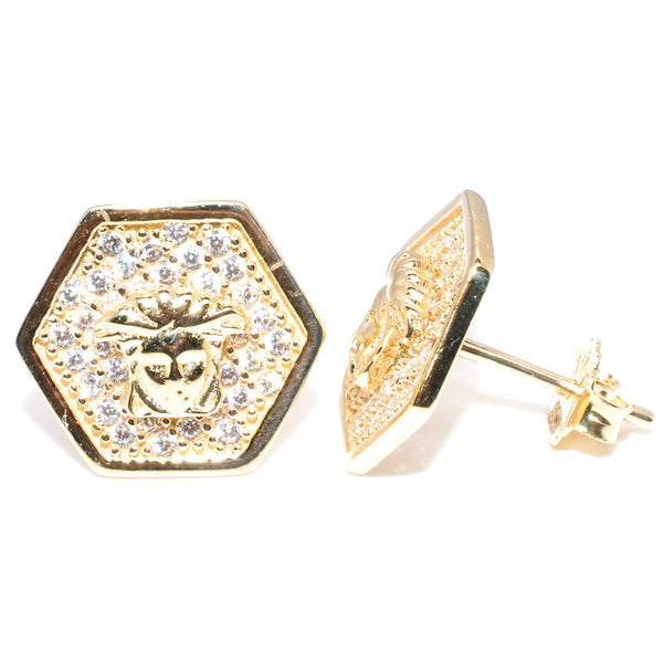 graziella 10KT Yellow Gold 12MM C.Z Medusa Stud Earrings graziella 10KT Yellow Gold 12MM C.Z Medusa Stud Earrings