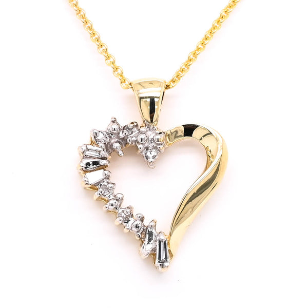 graziella 10KT Yellow Gold 18" 0.10CTW Diamond Heart Necklace