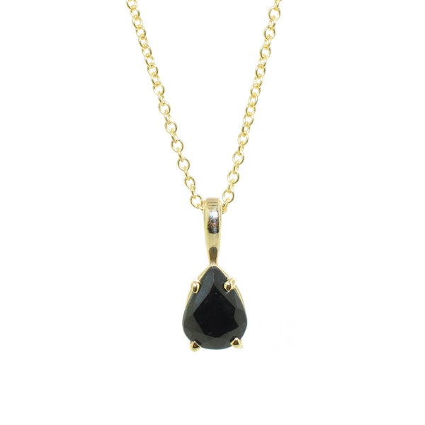 graziella 10KT Yellow Gold 18" 1.00CT Pear Shape Blue Sapphire Necklace