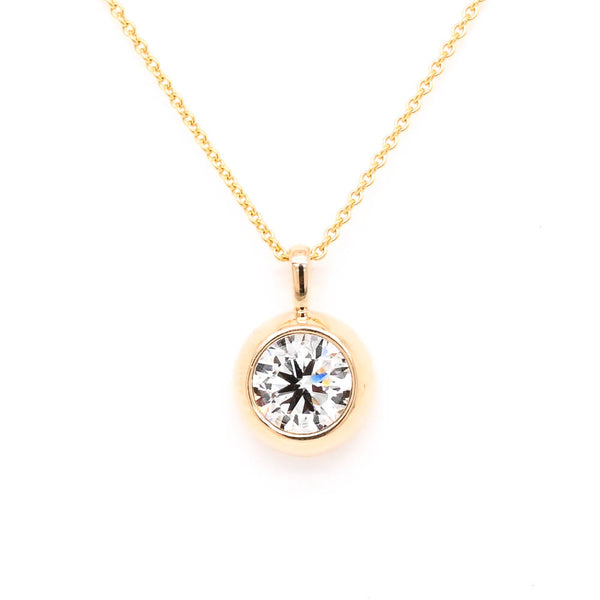 graziella 10KT Yellow Gold 18" 1.00CT VS-SI F-G Colour Round Brilliant Lab Grown Diamond Bezel Set Necklace