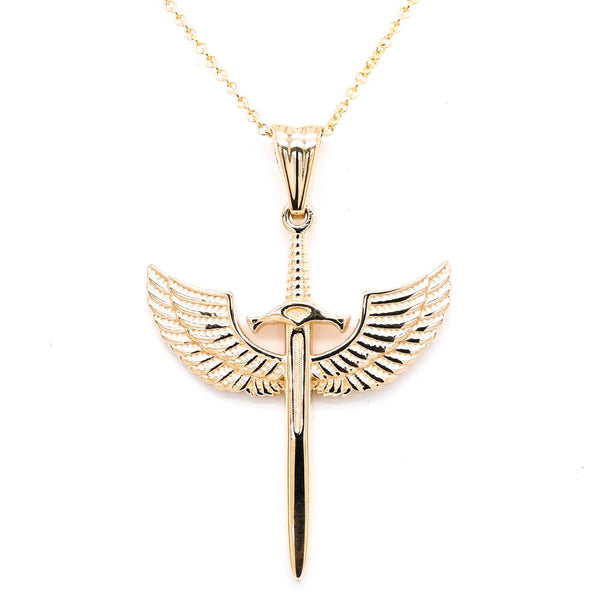 graziella 10KT Yellow Gold 18" 35x28mm St. Michaels Sword Necklace
