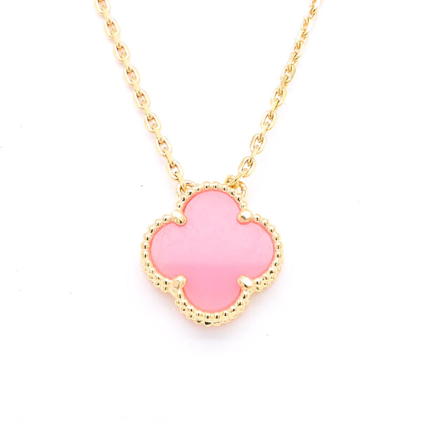 graziella 10KT Yellow Gold 18.5" Pink Flower Necklace