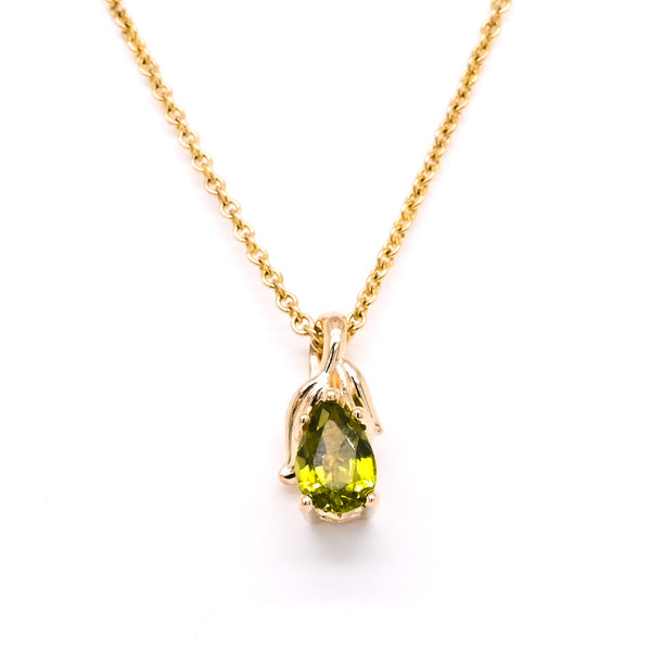 graziella 10KT Yellow Gold 18" Pear Shape Peridot Necklace