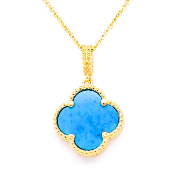 graziella 10KT Yellow Gold 18" Turquoise Flower Necklace