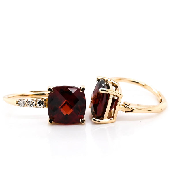graziella 10KT Yellow Gold 2.50CTW Garnet and Diamond Earrings