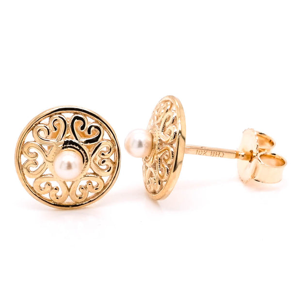graziella 10KT Yellow Gold 2.5mm Pearl Stud Earrings