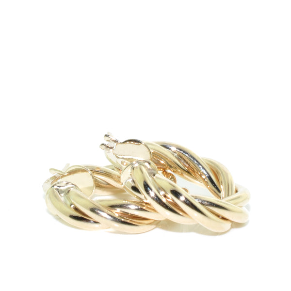 graziella 10KT Yellow Gold 20mm Twist Hoop Earrings