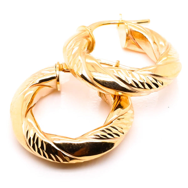 graziella 10KT Yellow Gold 20mm Twisted Hoop Earrings