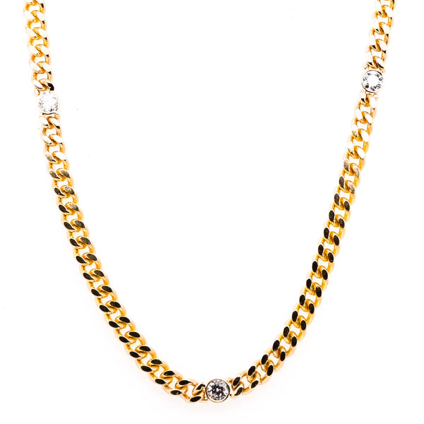 graziella 10KT Yellow Gold 22" 1.20CTW Bezel Set Diamonds By the Yard Necklace