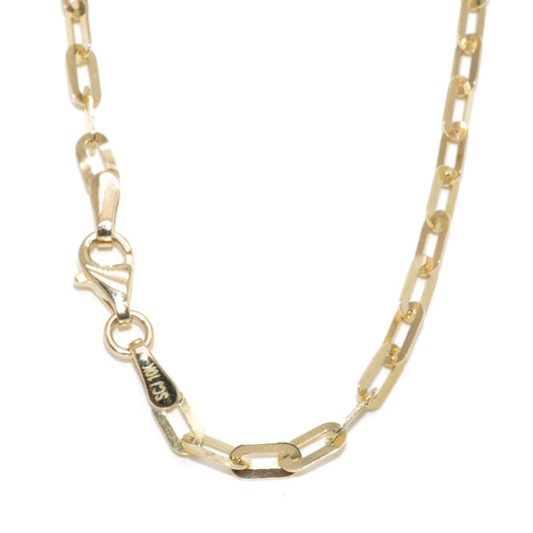 graziella 10KT Yellow Gold 22" 3.9mm Squared Paperclip Chain Necklace