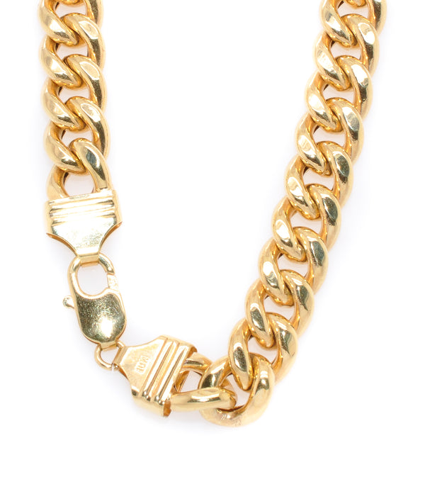 graziella 10KT Yellow Gold 22" 8.5mm Hollow Cuban Link Chain