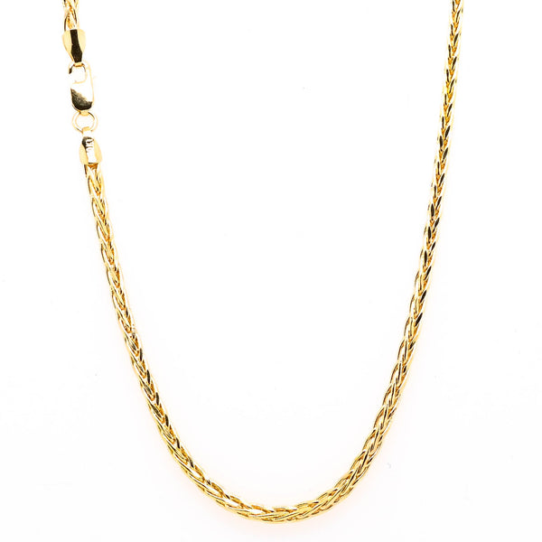 graziella 10Kt Yellow Gold 24" 2mm Hollow Wheat Chain