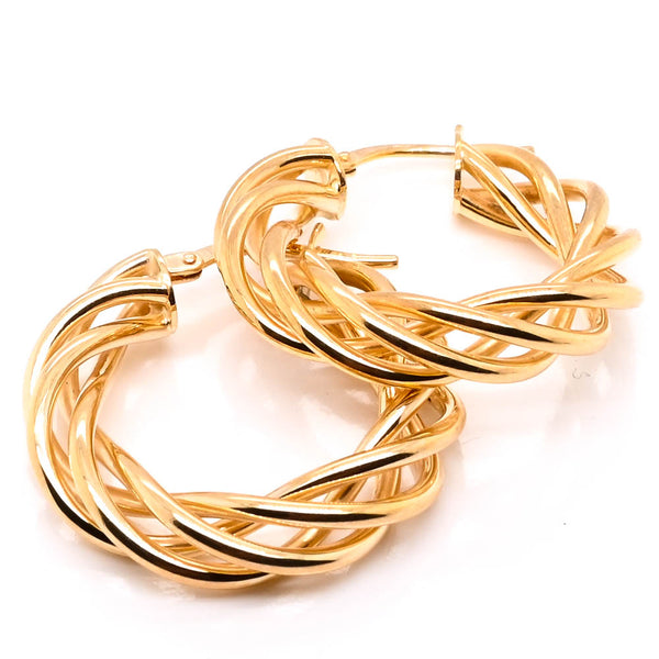graziella 10KT Yellow Gold 24mm Twisted Hoop Earrings