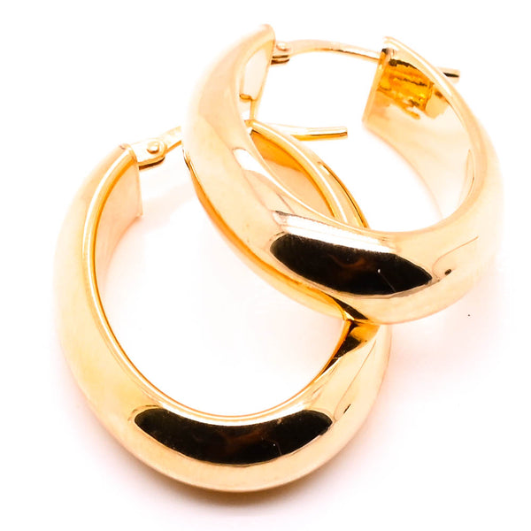 graziella 10KT Yellow Gold 27x18m Oval Hoop Earrings