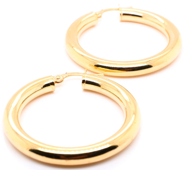 graziella 10KT Yellow Gold 32mm Medium Hoop Earrings
