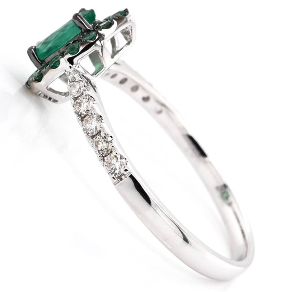 Graziella 10KT Yellow Gold .45CTW Pear Shape Emerald & Diamond Ring