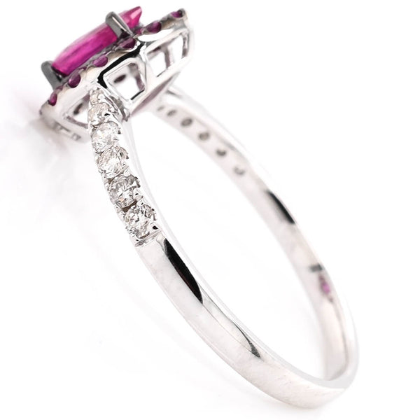 Graziella 10KT Yellow Gold .45CTW Pear Shape Ruby & Diamond Ring