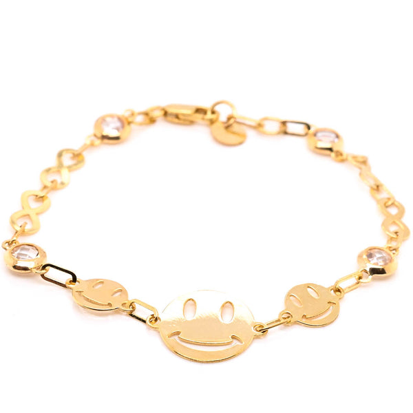 graziella 10KT Yellow Gold 6.25" Smiley C.Z Childrens Bracelet