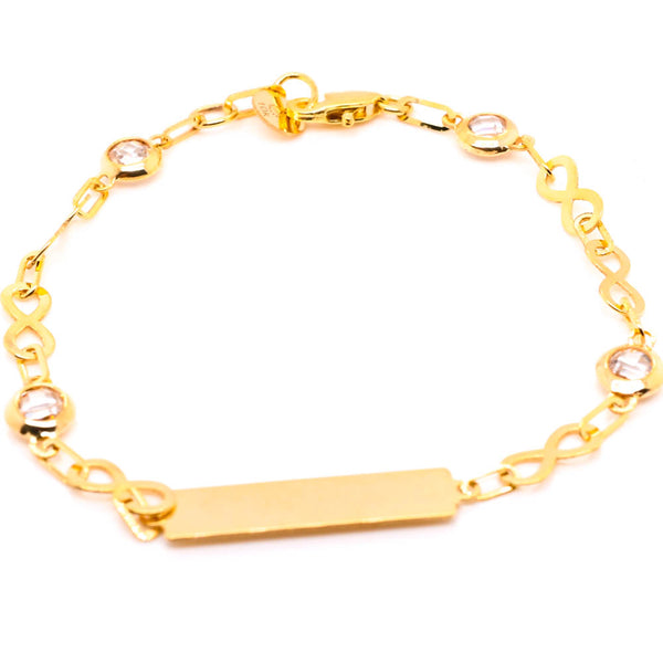 graziella 10KT Yellow Gold 6.5" Infinity ID C.Z Childrens Bracelet