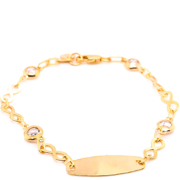 graziella 10KT Yellow Gold 6.5" Infinity ID C.Z Childrens Bracelet