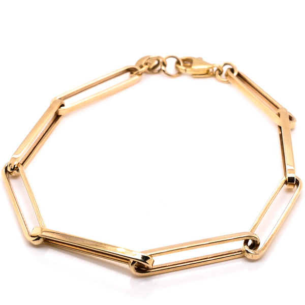 graziella 10KT Yellow Gold 7.5" 3.9mm Paperclip Bracelet