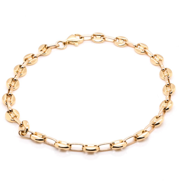 graziella 10KT Yellow Gold 7.5" 4mm Mariner Link Bracelet
