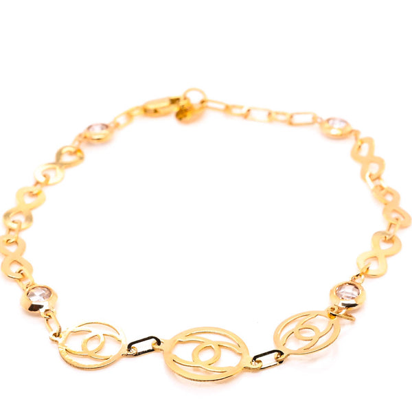 graziella 10KT Yellow Gold 7.5" C.Z Infinity Bracelet