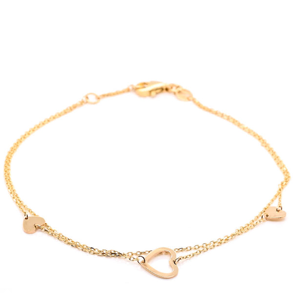 graziella 10KT Yellow Gold 7.75" Heart Chain Bracelet