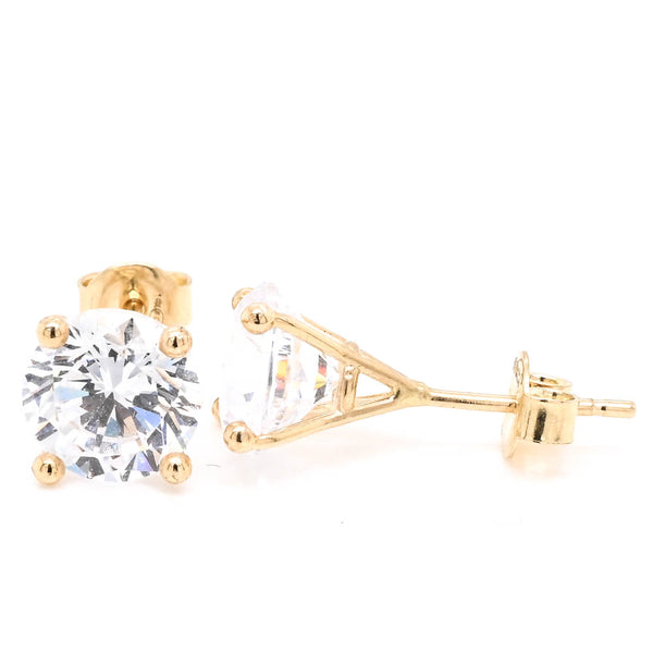 graziella 10KT Yellow Gold 8mm Round Shape C.Z Stud Earrings