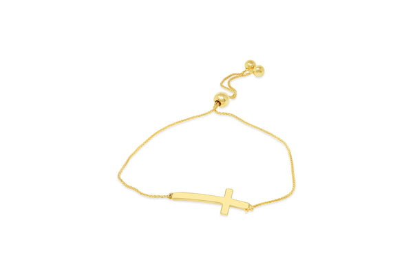 graziella 10Kt Yellow Gold Adjustable Cross Bolo Bracelet
