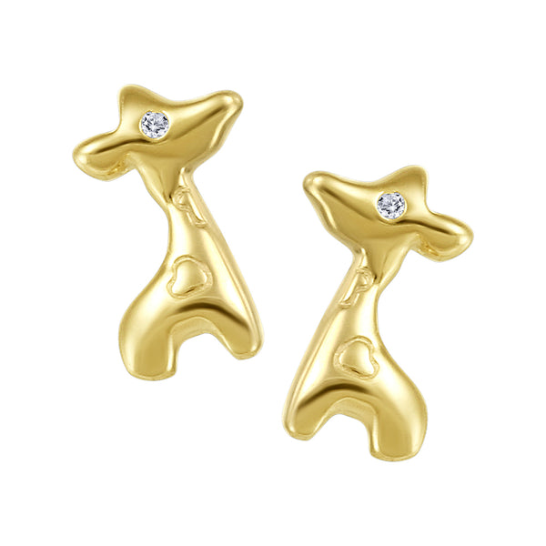 Graziella 10KT Yellow Gold And Diamond Giraffe Earrings
