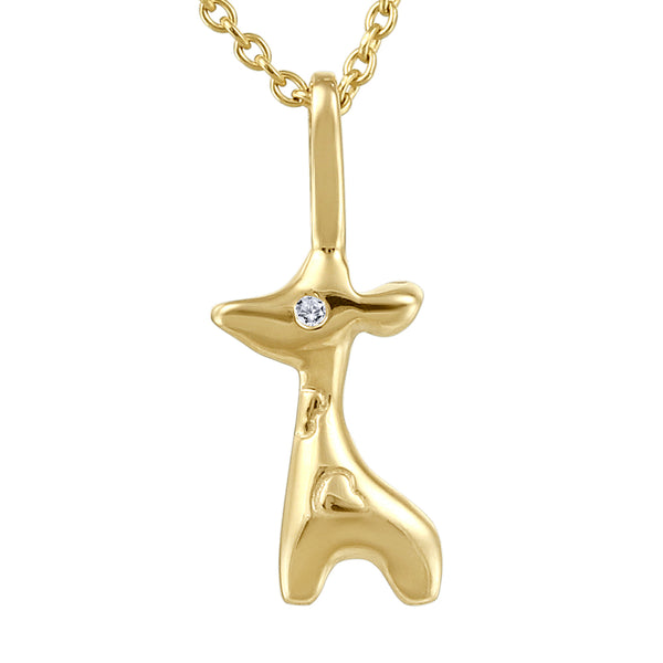 graziella 10KT Yellow Gold and Diamond Giraffe Necklace