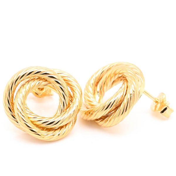 graziella 10KT Yellow Gold Circle Rope Stud Earrings