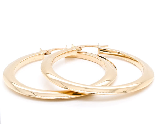graziella 10KT Yellow Gold Flat Medium Hoop Earrings