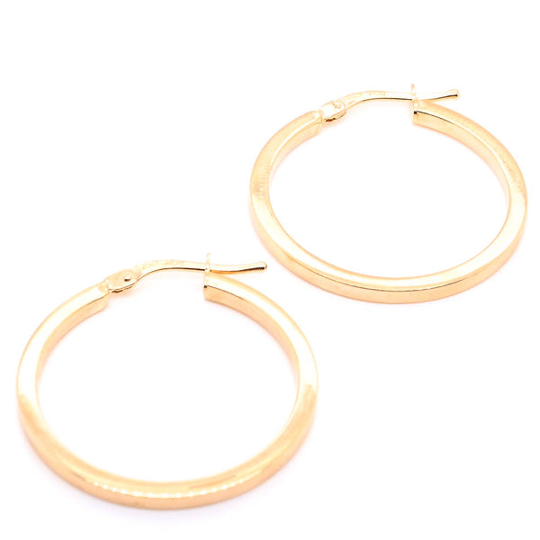 graziella 10KT Yellow Gold Flat Medium Hoop Earrings