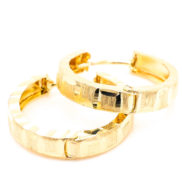 graziella 10KT Yellow Gold Huggie Earrings. Overall Dimensions: 18mm Thickn