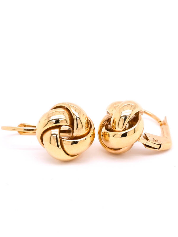 graziella 10KT Yellow Gold Love Knot Lever Back Earrings
