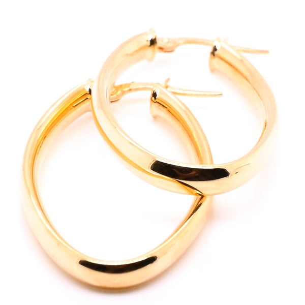 Graziella 10KT Yellow Gold Oval Large Hoop Earrings