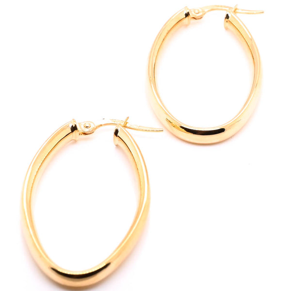 graziella 10KT Yellow Gold Oval Large Hoop Earrings
