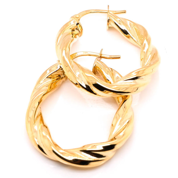 graziella 10KT Yellow Gold Oval Twisted Hoop Earrings